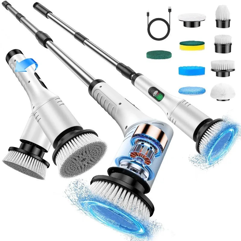 Electric Spin Scrubber Pro cordless cleaning brush with interchangeable scrubber heads