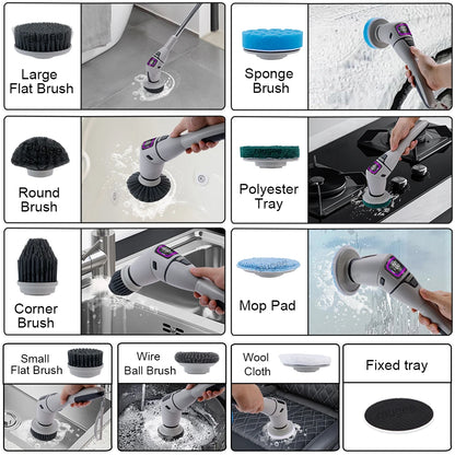 PowerClean 10-in-1 Electric Spin Scrubber providing powerful chemical-free cleaning for the home