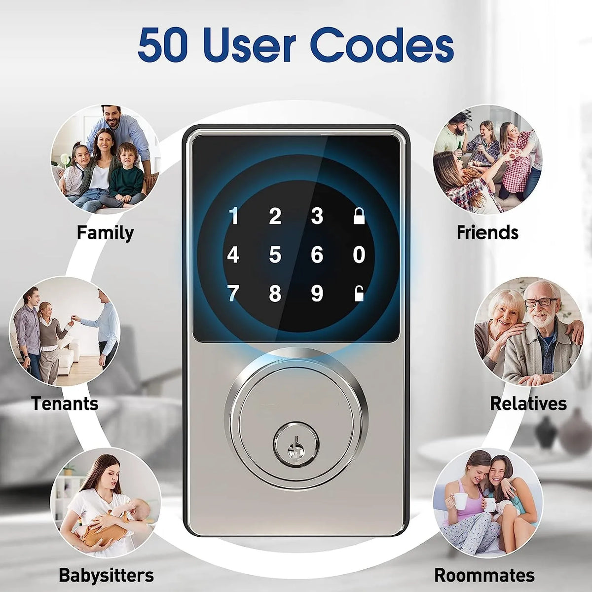 Smart Lock Pro with Keyless Entry supporting up to 50 customizable user access codes