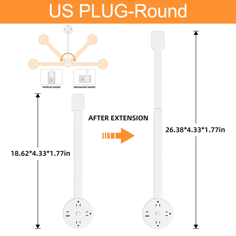 Flexible Power Extender with Rotatable Outlets