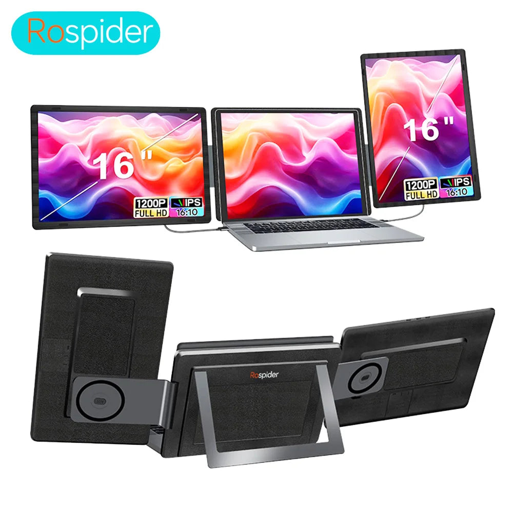 Portable Dual Screen Extender creating a compact dual-display setup for work, study, or gaming