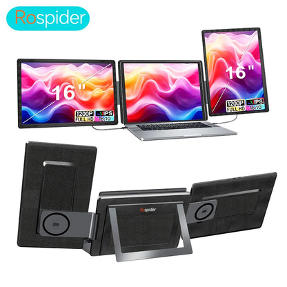 Portable Dual Screen Extender creating a compact dual-display setup for work, study, or gaming