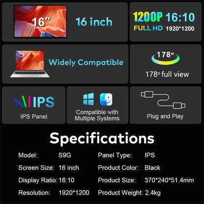 Portable Dual Screen Extender displaying vibrant Full HD visuals with a 1920x1200 resolution