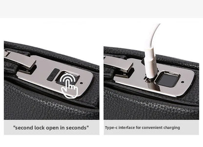 Men's Biometric Clutch Bag With Fingerprint Lock, Secure Anti-Theft Organizer featuring a fingerprint security lock and Type-C charging interface