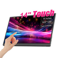 Ultimate Portable Touch Screen Display shown as a slim 14-inch portable monitor for work, gaming, and travel