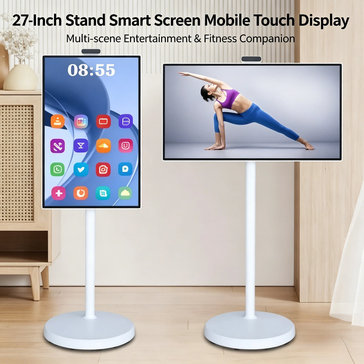 Portable Smart Touch Display with Full HD touchscreen, rechargeable battery, and sleek design for work and entertainment