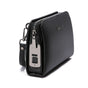 Men's Biometric Clutch Bag With Fingerprint Lock, Secure Anti-Theft Organizer in black PU leather with a front fingerprint security lock and wrist strap