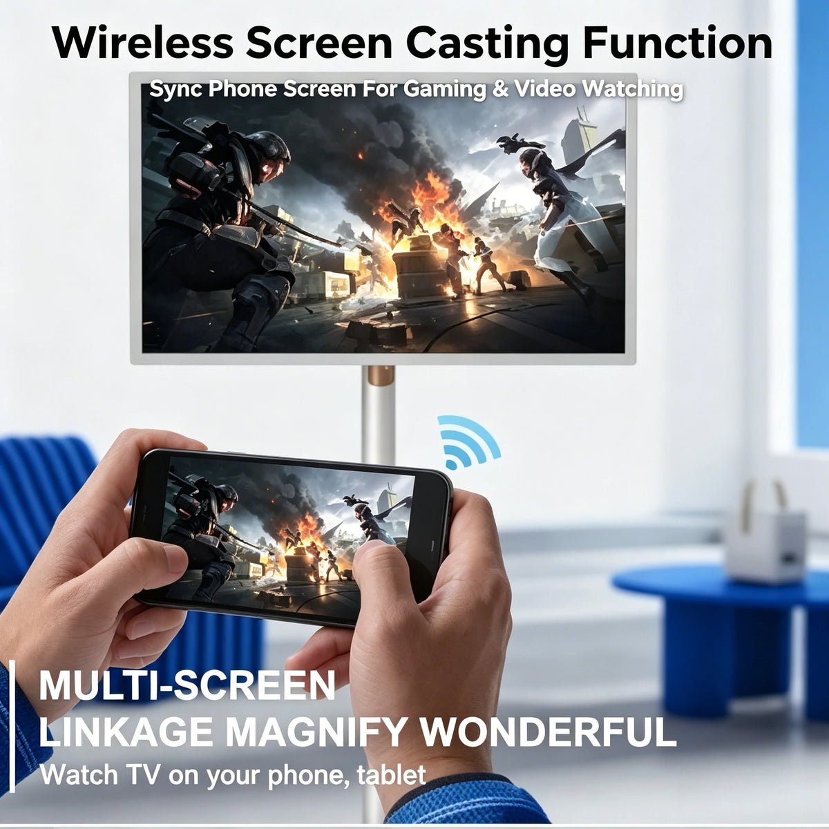 Portable Smart Touch Display featuring vibrant 1080p Full HD visuals and responsive touchscreen controls