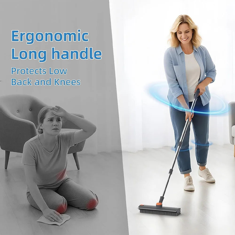 4-In-1 Floor Cleaning Tool With Telescopic Handle, 360° Rotating Brush & Squeegee – floor squeegee for removing water and soap residue