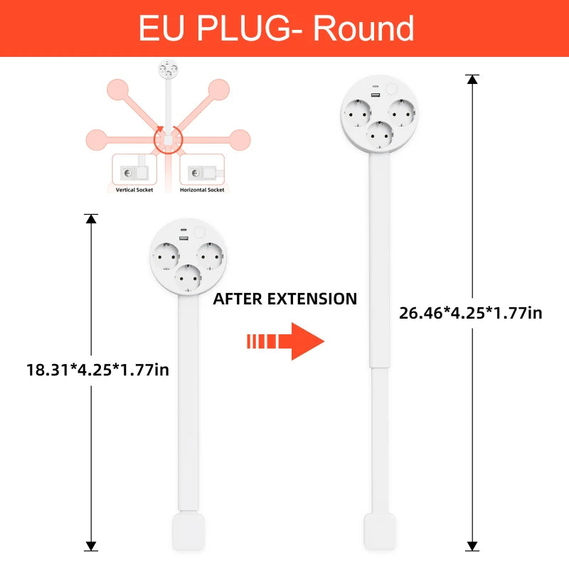 Flexible Power Extender with Rotatable Outlets