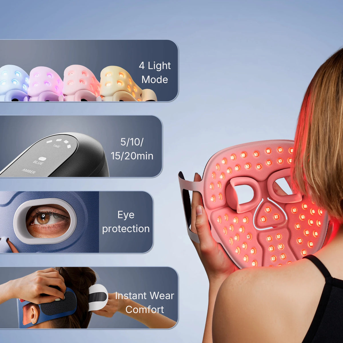 Elaris LumiMask™ 3D facial LED therapy mask with comfortable skin fit