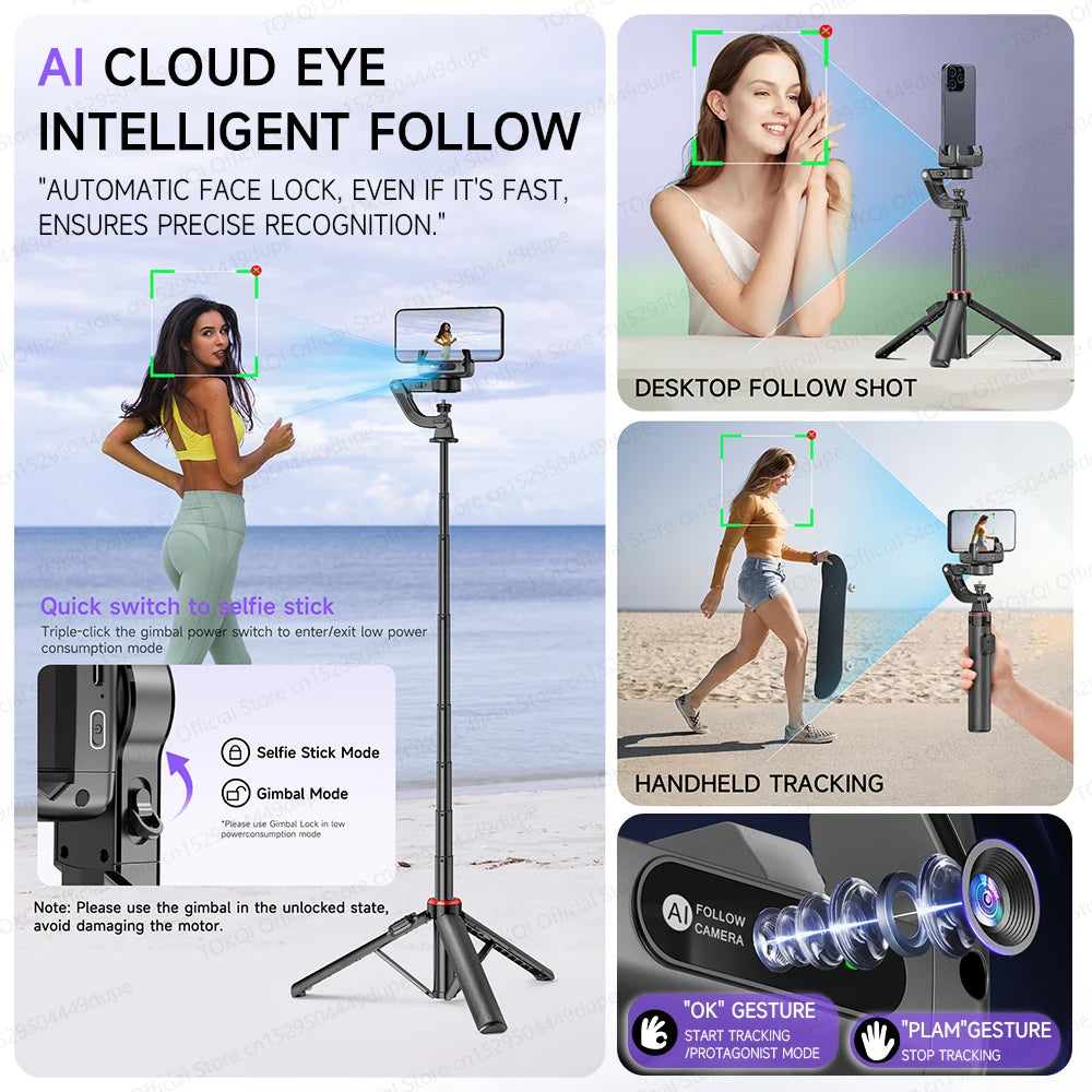 Premium 360° Face Tracking Gimbal for Mobile & Camera