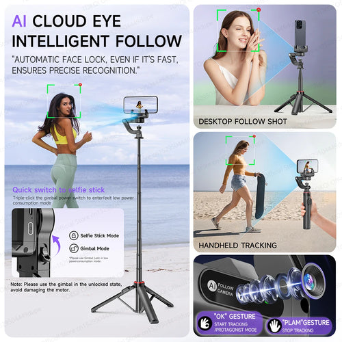 Premium 360° Face Tracking Gimbal for Mobile & Camera