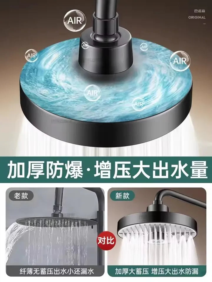 LuxFlow Rainfall Shower Head featuring high-pressure, large-flow water delivery