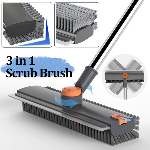 4-In-1 Floor Cleaning Tool With Telescopic Handle, 360° Rotating Brush & Squeegee – complete floor cleaning tool for bathrooms and hard floors