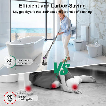 PowerClean 10-in-1 Electric Spin Scrubber with ergonomic cordless design for effortless cleaning