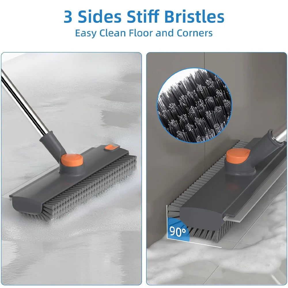 4-In-1 Floor Cleaning Tool With Telescopic Handle, 360° Rotating Brush & Squeegee – scrub brush for removing stubborn grime from floors