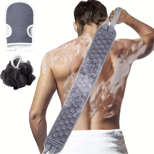 Revitalize Skin Exfoliating Bath Set with back scrubber, bath glove, and loofah sponge for a refreshing shower routine