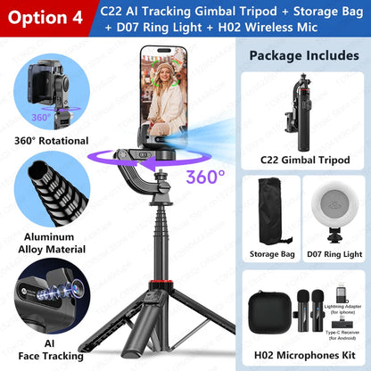 Premium 360° Face Tracking Gimbal for Mobile & Camera