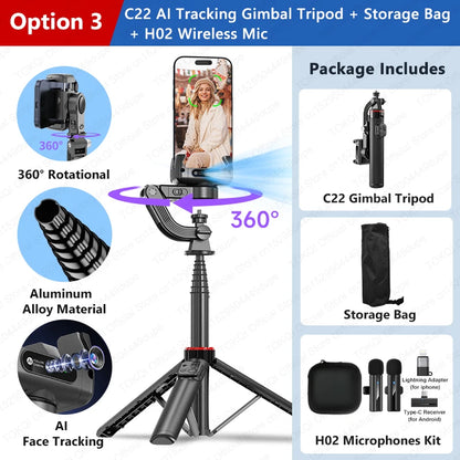 Premium 360° Face Tracking Gimbal for Mobile & Camera