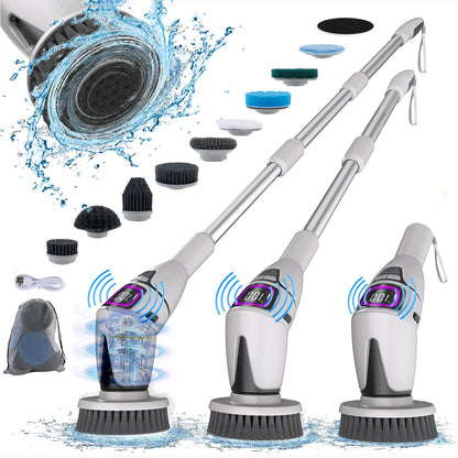 PowerClean 10-in-1 Electric Spin Scrubber with interchangeable cleaning heads for versatile home cleaning
